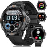 Military Smart Watch for Men Answer/Make Calls,500mAH Outdoor Sport Fitness Tracker with 100+ Sports Modes,5ATM Waterproof Rugged Tactical Smartwatch for Android iOS with Heart Rate/Sleep Monitor