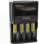 NITECORE SC4 4-Slot Fast Universal Charger for Li-Ion, LiFePO4, IMR and Ni-MH (Ni-Cd) Batteries, Up to 3000mA Charging Speed, Includes Battery Health Detection, Black