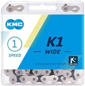 KMC Bike Chain K1, Heavy Duty BMX Chain, Unbeatable Strength & Great Looks, Single Speed Chain with Dynamic Configured Plates, High-Load Bicycle Chain, Track Bike Chain, 1/2" X 1/8" - 100 Links
