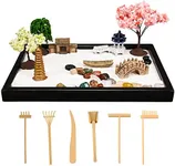 Yoquare Mini Zen Garden Kit - 10" x 7" Upgraded Zen Garden for Desk with 18 Accessories Sand Garden Decoration Included Sand Tray,Zen Garden Rake,Trees,Pagoda,Bridge,Pavilion,Boat Zen Gifts Women