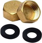 Merriway BH02886 (2 Pcs) Compression Fitting Brass Blank Nut Cap, 3/4-inch BSP - Pack of 2 Pieces