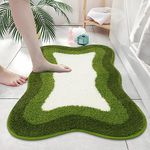 HAOCOO Green Bathroom Rug 20x31 inch, Soft Non Slip Gradient Irregular Shape Bath Rugs for Bathroom Decor, Microfiber Absorbent Washable Rug Shower Rug for Bathroom Doormat Tub Shower