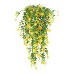 HBell 2Pcs Artificial Hanging Flowers,UV-Resistant Fake Hanging Plants Flower Bouquet Hanging Vine Plants Drooping Plants for Wall Home Garden Yard Patio Wedding Indoor Outdoor Decoration (Yellow)