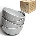 Unbreakable Cereal Bowls, Large Plastic Bowls Set of 4, EU Tested. Lightweight, Dishwasher and Microwave Safe, Ideal for Cereal, Salad, Noddle and Parties (Grey, Single)