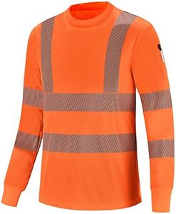 AYKRM Safety High Visibility Long Sleeve Construction Work Shirts Class 3 Workwear | Hi Vis Shirt, Orange, Large