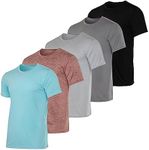 Real Essentials - Pack of 5 Men’s Active Quick Dry Fit Crew Neck T-Shirts Athletic Gym Workout Short Sleeve Tee Tops Camisas para Hombres Summer - X-Large - Set 19