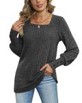 Aokosor Womens Jumpers Ladies Square Neck Black Top Size 10-12 Button Tunic