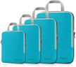 Gonex Compression Packing Cubes Extensible Organizer Bags For Travel Suitcase Organization Set of 4 Bags, Zipper, Turquoise