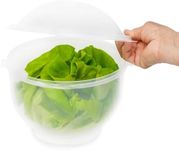 Home-X Lettuce Keeper - BPA-Free Lettuce Keeper for Refrigerator to Keep Salads and Vegetables Fresh - 7" x 8" Lettuce Crisper with Drainage Reservoir - Clear See-Through Vegetable and Fruit Crisper