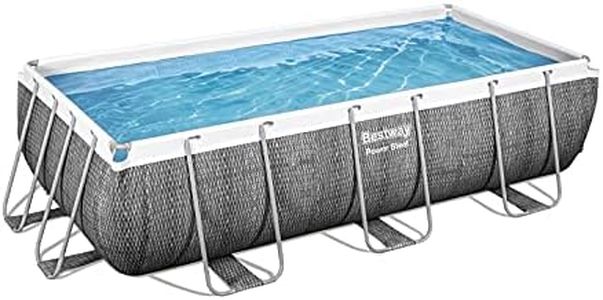 Bestway Power Steel Deluxe Frame Piscine rectangulaire avec Cadre en Acier Solide Livraison en kit Complet Aspect rotin 404 x 201 x 100 cm Marron