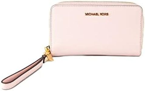 Michael Kors Jet Set Travel Large Flat Multifunction Phone Case Pebbled Leather Wallet/Wristlet in Powder Blush
