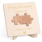 Happy Anniversary Wood Card, Anniversary Decorations for Her Him Engraved Wooden Plaque Romantic Personalized Gift for Husband, Wife