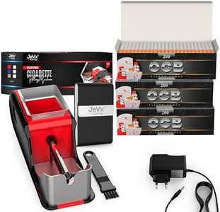 JEVX Maquina de Tabaco Electrica para Liar Tubos de Cigarro + 600 Tubos de Cigarrillos con Filtro OCB + Pitillera - Entubador Electrico para Llenado de Cigarros - Entubadora de Tabaco Picado Rojo