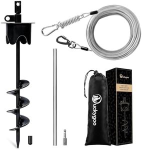 Duckygoo Dog Tie Out Cable & Stake with Lock-Cap, Heavy Duty Dog Stake for Outside with Shock Spring, 30FT Yard Leash & Stakes for Yard, Beach, Camping, Outdoor up to 350 LBS, Black