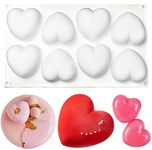 3D Silicone Molds for Chocolate, 8 Cavities Mousse Cake Mold 3D Love Heart Shape Silicone Dessert Bakeware Moulds for Chocolate, Mini Bundt Cake, Dessert, Pastry, Brownie Jelly Fondant