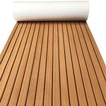 Boat Flooring EVA Foam Decking Sheet Faux Teak Marine Mat Marine Carpet Cooler Tops Seating Non-Slip Self-Adhesive Flooring for Motorboat RV Yacht Kayak Swimming Pool 94" x 35"/16"