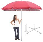 RAINPOPSON Garden Umbrella With Stand Outdoor Big Size for Garden,Shop,Hotel,Restudent (Red)