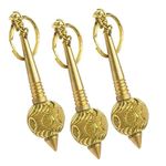 AYOSHRI Brass/Peetal Iron Mix Hanuman Ji/Bajrangbali Gada Keychain Keyring Gift For Men, Women, Boys, Girls And Friends Pack Of 3, Multicolor