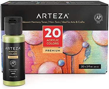 ARTEZA Iridescent Acrylic Paint, Set of 20 Harmony Colors, 2-oz Bottles, High-Viscosity Shimmer Paint, Water-Based, Blendable, Art Supplies for Canvas, Wood, Rocks, Fabrics