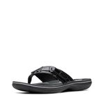 Clarks Women's Breeze Sea Flip Flop, Black Synthetic Patent, 5.5 UK