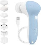 Rechargeable Facial Cleansing Spin Brush Set with 7 Exfoliating Brush Heads - Complete Face Spa System by CLSEVXY - Advanced Microdermabrasion for Gentle Exfoliation and Deep Scrubbing