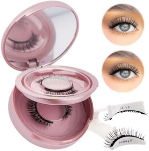 FADVAN Magnetic Eyelashes with Applicator, 2 Pairs 2 Style Reusable Magnetic Lashes Natural Look, No Glue or Liner Needed False Eyelashes, Wispy Strip Lashes Clear Band Magnetic Lashes Kit (R1+R2)