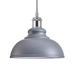 iTrend Metal Ceiling Lamp Shade - Easy Fit Light Pendant - Modern Ceiling Lighting Shade for Bedroom, Hallway, Office, Café, Restaurant - Industrial Light Shade Ceiling Pendant (Grey/Inner White)