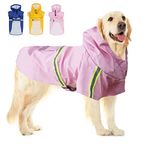 meioro Dog Raincoat Waterproof Hooded Rain Coat,Pet Rain Jacket Reflective Adjustable for Small Medium Large Dogs,Lightweight Puppy Poncho Slicker Outdoor (Pink, 3XL (Chest 29.1'' Back 23.6''))