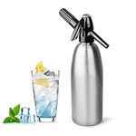 HXZB Silver 1L Aluminium Soda Siphon Maker Machine - Make Sparkling Water for Juice Drinks Cocktail, Use Standard CO2 Charger (Not Included)