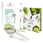 Jade Leaf Matcha Modern Starter Set - Includes: Electric Matcha Whisk + Milk Frother, Stainless Steel Spoon, Stainless Steel Sifter, and Printed Handbook