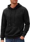 COOFANDY Mens Hooded Sweatshirt Long Sleeve Quilted Sweatshirt Casual Fashion Pullover Hoodies with Pocket Black