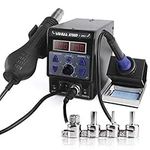 Yofuly 2 in 1 Hot Air Soldering Station 700W Soldering Iron Station and Rework Station 392°F to 896°F Temp Fast Heating LED Digital Temperature Display (UK)