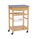 Linon 44037NAT-01-KD-U Hanover Natural Kitchen Cart with Granite Top, Wood, DAA