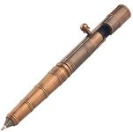 SMOOTHERPRO Solid Brass Bolt Action Pen with Stainless Steel Clip Bamboo Node for Business Office EDC Pocket Color Bronze(BS551)