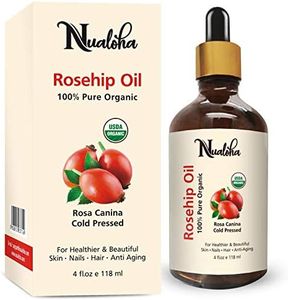 Nualoha Organic Rosehip Seed Oil, 118 ML, USDA 100% Pure Cold Pressed Natural Moisturizer Oil For Face Nails Hair Skin Women and Men