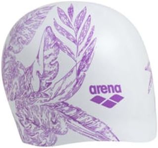 Arena Sirene Molded Silicone Swim Cap for Women Swimming Super Stretchy Durable Bathing Cap for Long Hair Tight Fit, Cecilia White, One Size