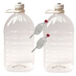 Pair of 5 litre PET Demi-Johns with Caps, Grommets and Airlocks