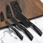 Emojoy Stainless Steel 3 Pieces Chef Knife Set.Meat Knife with Sharp Blade with Ergonomic Handle for Home Kitchen and Restaurant (Dark)