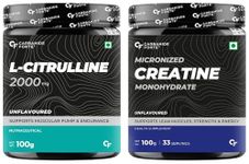 Carbamide Forte Micronised Creatine Monohydrate Powder - Unflavoured - 33 Servings - 100g & L Citrulline Powder 2000mg Pre Workout Supplements for Men & Women - Unflavoured - 50 SERVINGS - 100g