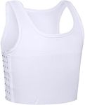 INRANXISM Chest Binder for Transgender FTM Cotton Hook Half Breast Binder Tank Top Vest, White, Medium