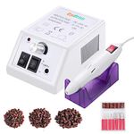 Nail Drill Machine Electric Nail File Drill Set Kit 20000RPM Cadrim Electric Nail Drill Sanding Bands Low Noise Vibration Acrylic Nails Gel Nail Art Polisher Sets Glazing Manicure Grinder Tool - White