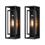 mirrea 18" Classic Outdoor Wall Sconce 1 Light in Matte Black Rectangular Metal Frame and Clear Glass Shade Waterproof Porch Light Patio Light Pack of 2