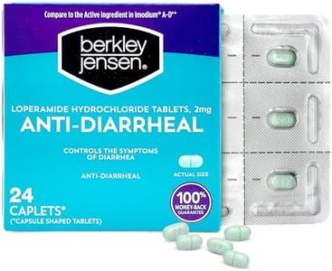 berkley jensen Anti-Diarrheal Medicine - Loperamide Hydrochloride 2 mg Diarrhea Relief Caplets - Control Symptoms of Diarrhea Including Travelers' Diarrhea, Easy-to-Swallow Anti-Diarrhea Pills, 24 Ct