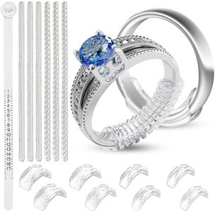 Ring Sizers for Loose Rings - 8 Easy-Clip Ring Adjusters and 6 Coil Adjusters - Finger Size Gauge - 1-17 USA Rings Size