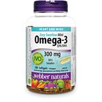 Webber Naturals Omega-3 300 mg Mini, 180 Clear Enteric No Fishy Aftertaste Mini Softgels, Supports Cardiovascular Health and Brain Function