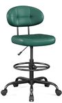 Misolant Drafting Chair Without Arms, Tall Office Chair with Footrest Ring for Standing Desk, Small Faux Leather Executive Office Chair with Adjustable Height for Bar Lab Counter Height Desk Green