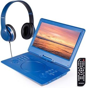 Aiwa - 14" Portable Media Player Travel Kit, DVD & CD Player Portable with Swiveling Screen, Built-in Stereo Speakers, HDMI Input, Remote, Headphones, and Carry Bag (Navy)