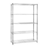 Shopfitting Warehouse Chrome Wire Shelving Unit - 5 Tier, H1800 x W1200 x D450 mm