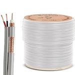 SAFEKOM| 100M Shotgun RG59 + 2 Video and Power CCTV Security Camera Lead,75 OHM Coaxial Cable Lead White Colour, DVR System Video&DC Power Coaxial Cable, All in one Audio and Video Wire.