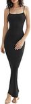 OLCHEE Womens Sexy Long Slip Maxi Dresses Summer Bodycon Casual Backless Sleeveless Lounge Dresses Ribbed Slim Formal Elegant, Black, Small